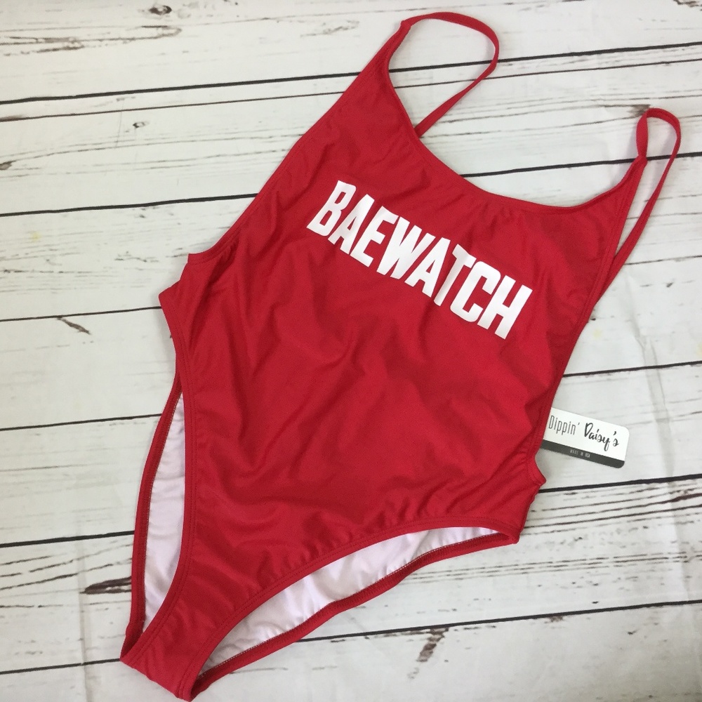 Dippin Daisy's Red Baewatch Swimsuit, Size L
